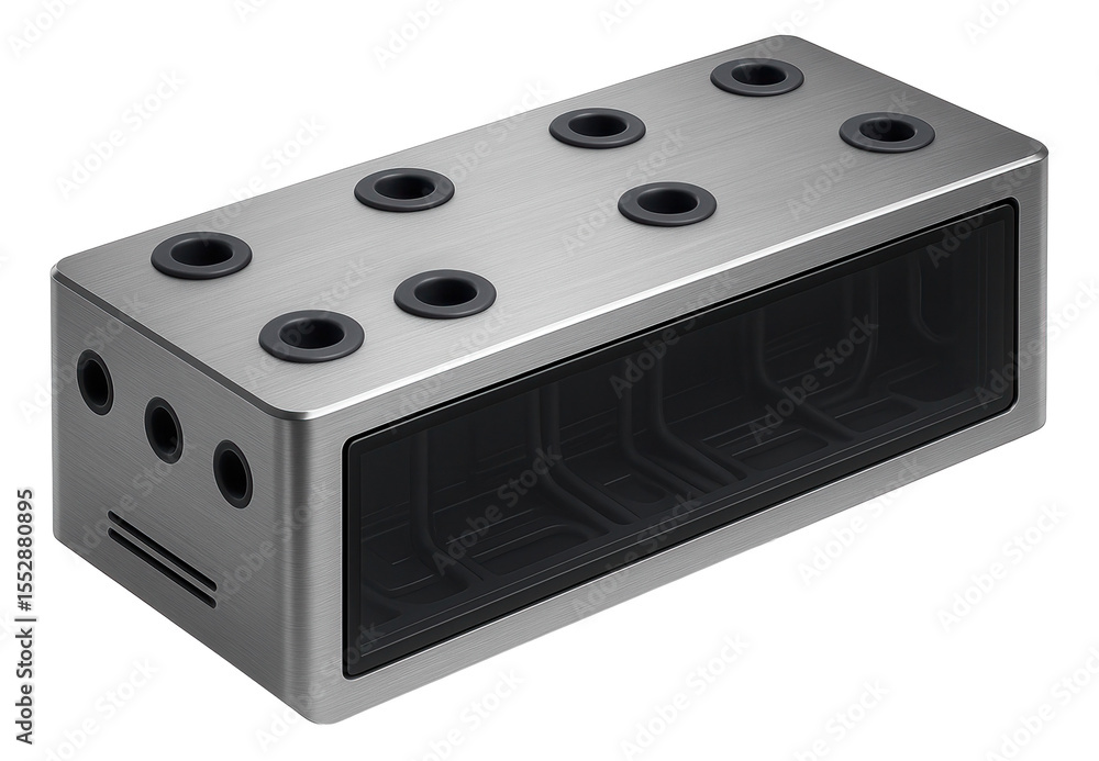 Obraz premium Electric panel with multiple entry points for easy cable management in a home office.