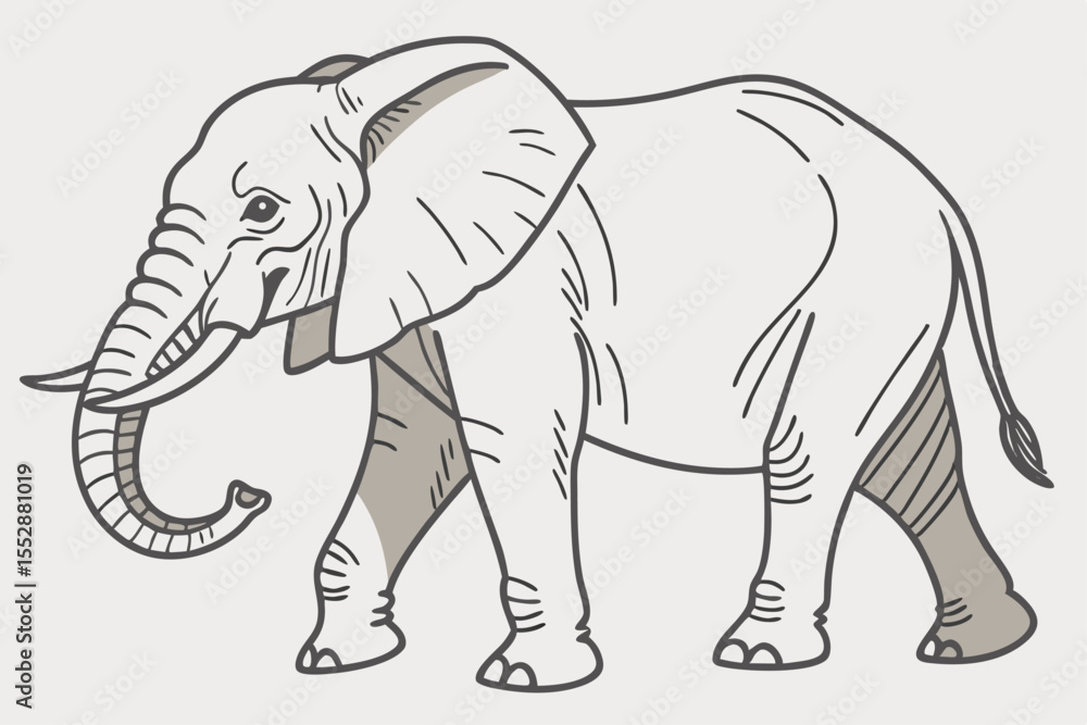 Obraz premium Walking elephant presented in light beige and gray color stands out beautifully with its simple design