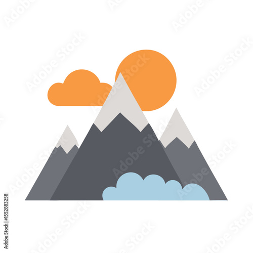Majestic mountain landscape with dramatic clouds vector art design 