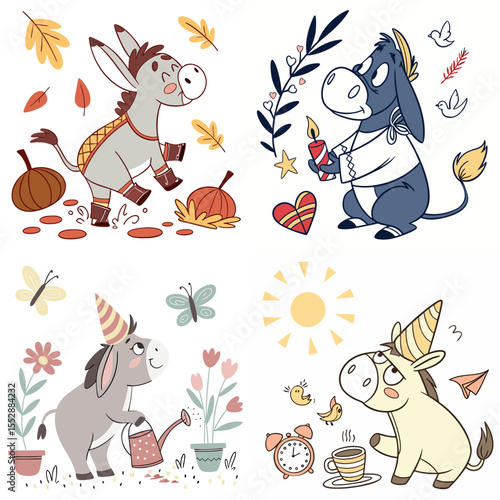 High-Quality donkeys Illustrations in Various Styles – SVG Bundle