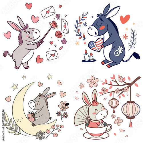 High-Quality donkeys Illustrations in Various Styles – SVG Bundle