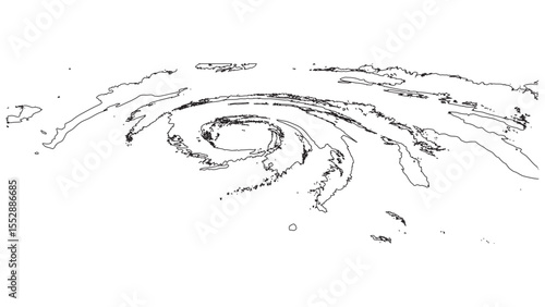 Detailed Contour Lines Hurricane Swirl Topographic