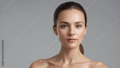 A woman with a beautiful face and a clear facial shape