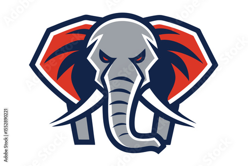 Stylized outline of a friendly cartoon elephant stands facing the viewer headon