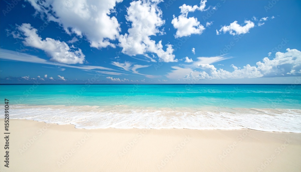 Beautiful sandy beach with white sand and rolling calm wave of turquoise ocean Beautiful sandy beach with white sand and rolling calm wave of turquoise ocean