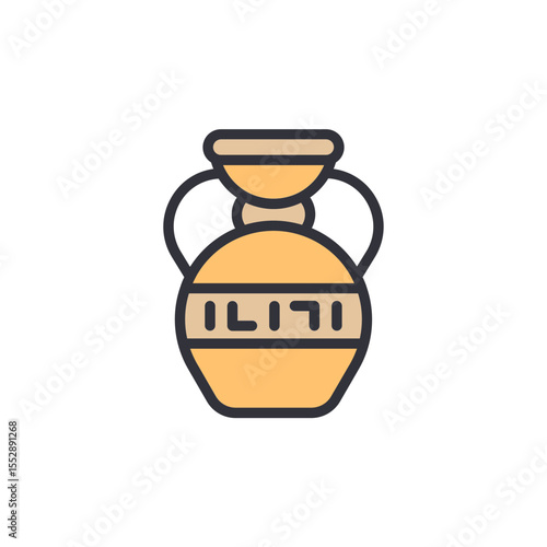 Elegant Amphora Vase Depicting Ancient Cultural Vessel Icon Design