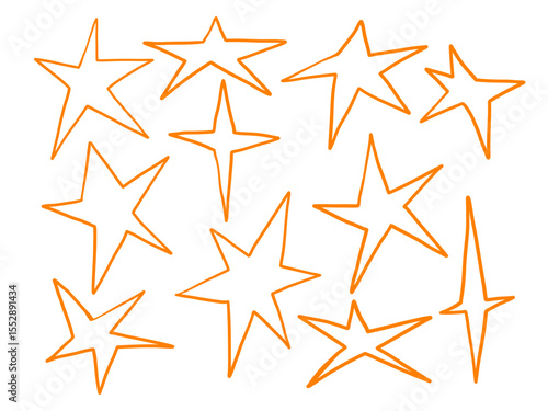 Tableau sur toile Line Art Starburst and Comic Star Set