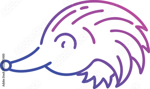 Cartoon echidna is moving forward with striking orange spines and a determined expression