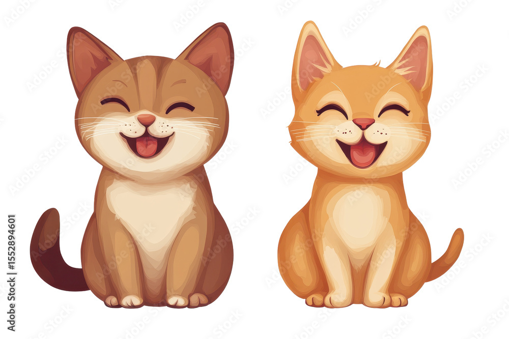 Obraz premium Happy dog and cat enjoying companionship with bright smiles in a playful atmosphere with a transparent background