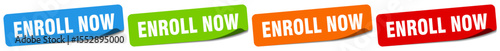 enroll now sticker. enroll now sticker set on white background