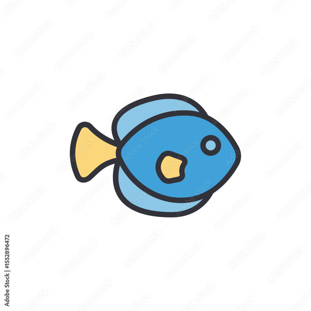 Fototapeta premium Stylized Blue Fish Illustration On A Transparent Display Concept Art