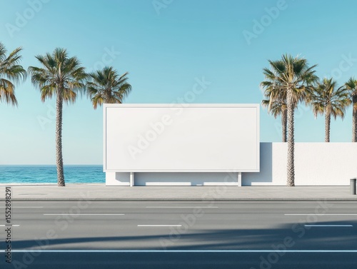Blank billboard by the beach