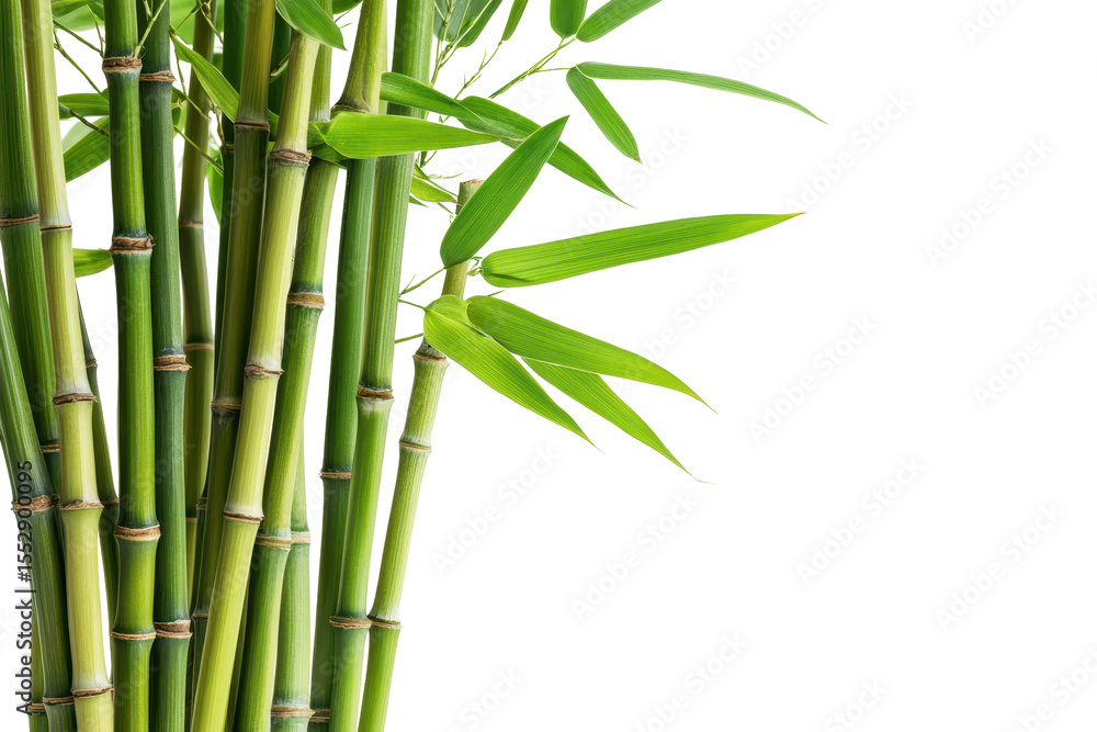 Fototapeta premium Fortunate bamboo stands tall in the wild, thriving under natural light and showcasing vibrant green leaves and sturdy stalks