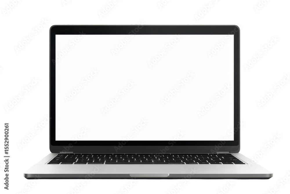Laptop with blank screen isolated on transparent background ready for design and presentation use without distractions or branding elements Laptop with blank screen isolated on transparent background ready for design and presentation use without distractions or branding elements