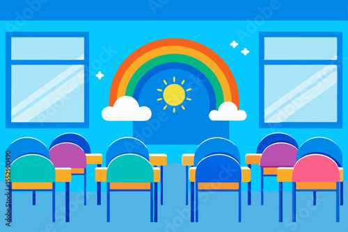 Bright Rainbow Classroom A Colorful Learning Environment for Kids