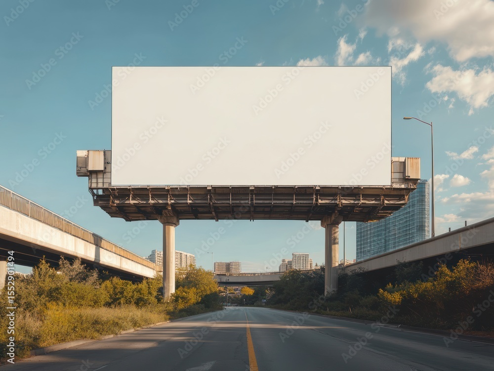 Obraz premium Blank billboard on city roadway
