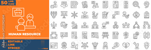 Human Resource Line Editable Icons set. Vector illustration in modern thin line style of human resource icons: manager, teamwork, strategy, marketing, etc