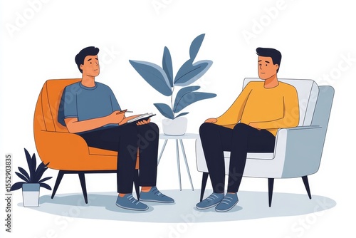 Psychologist talks with a depressed patient about mental health, exploring emotional well-being and therapeutic solutions., Generative AI