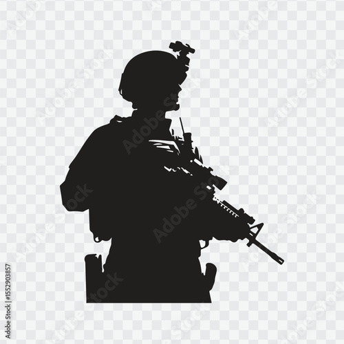 silhouette of soldier in black and white. vector silhouette