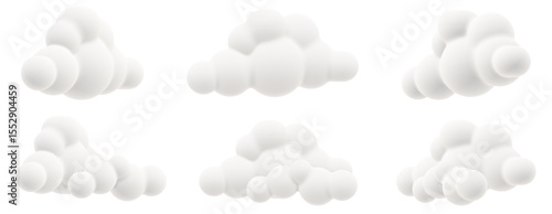 Foto A complete bundle of 3D cloud icons combining minimal and puffy cartoon styles
