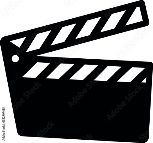 Open black and white clapperboard movie film making silhouette vector illustration