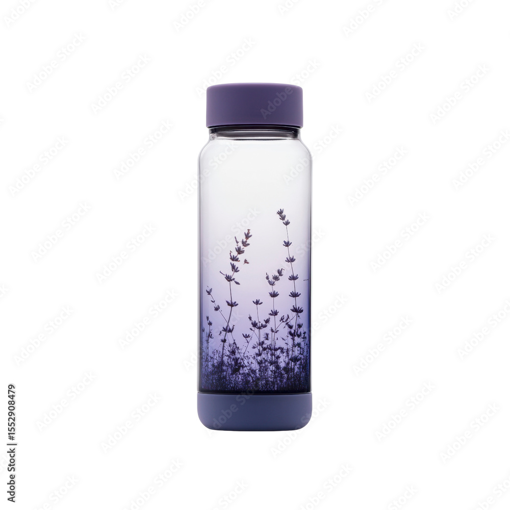 Fototapeta premium Lavender Infused Water Bottle - Purple Gradient Design