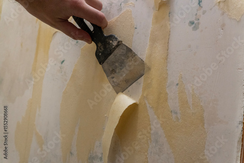 Bathroom renovation. Removing old wallpaper