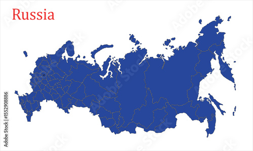 Detailed Vector Map of Russia with Regions