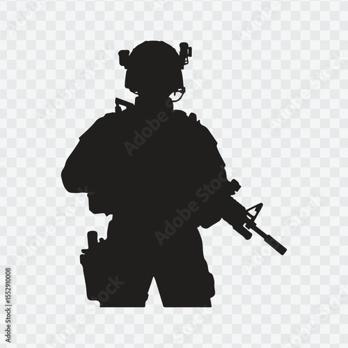 silhouette of soldier in black and white. vector silhouette