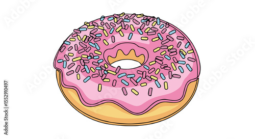 Glossy Doodle Donut Vector Illustration – One Line Minimal Icon for Bakery, Cafe & Dessert Packaging