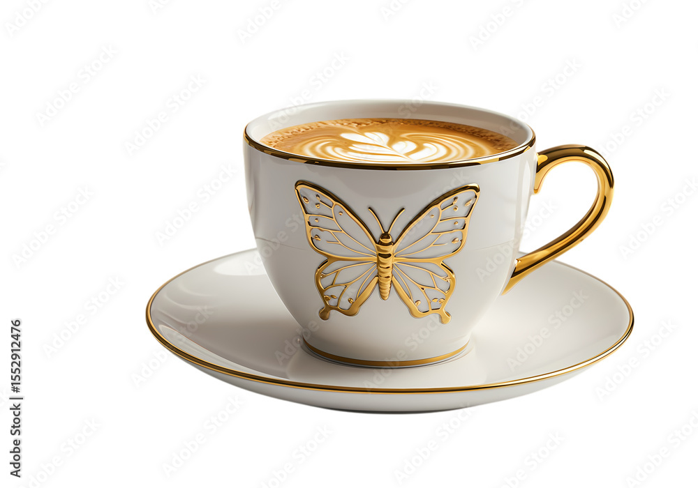 Fototapeta premium Elegant Butterfly Teacup and Saucer isolated on transparent background