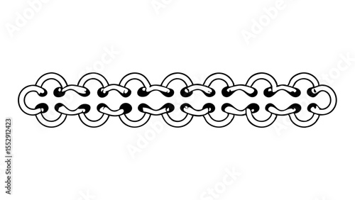 Illustration of a repeating chain pattern with alternating links and connected black dots design element