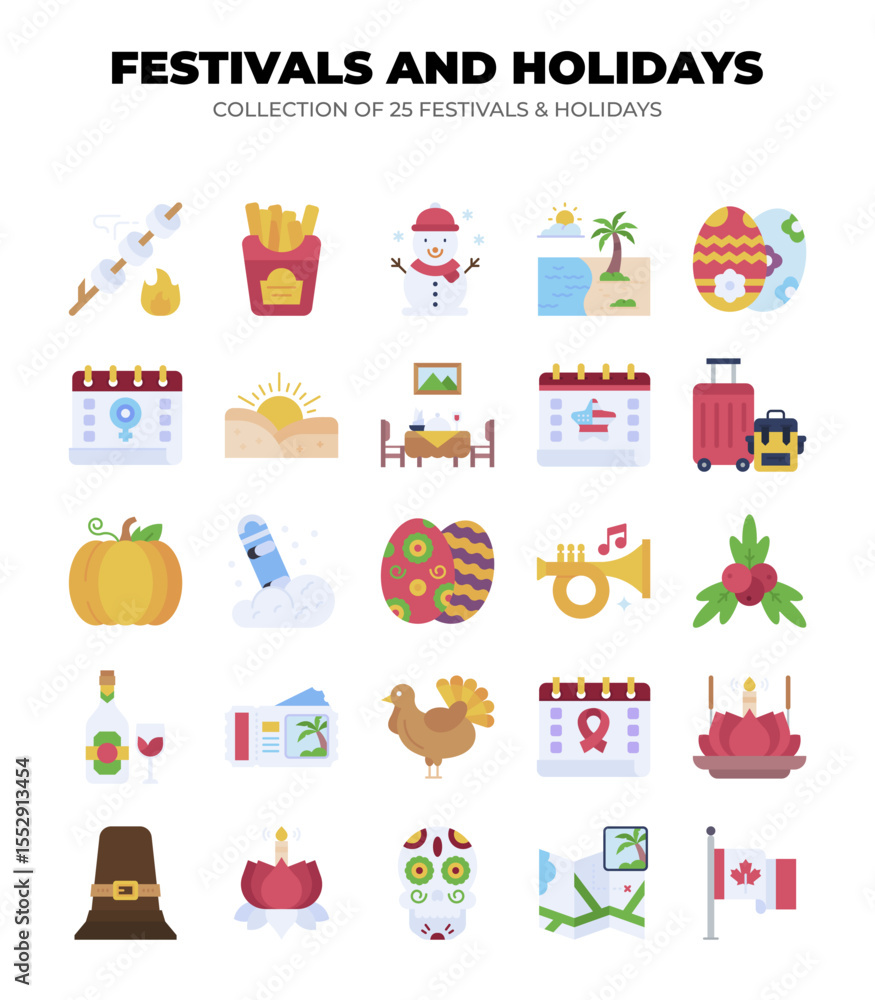 Fototapeta premium Festivals and Holidays. A Collection of 25 Festive Events