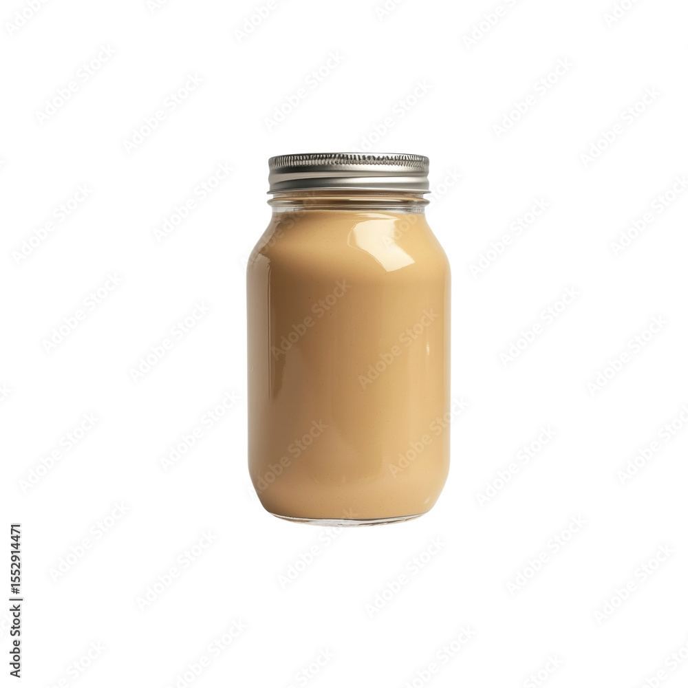 Mason Jar of Creamy Beige Liquid, Studio Shot Mason Jar of Creamy Beige Liquid, Studio Shot
