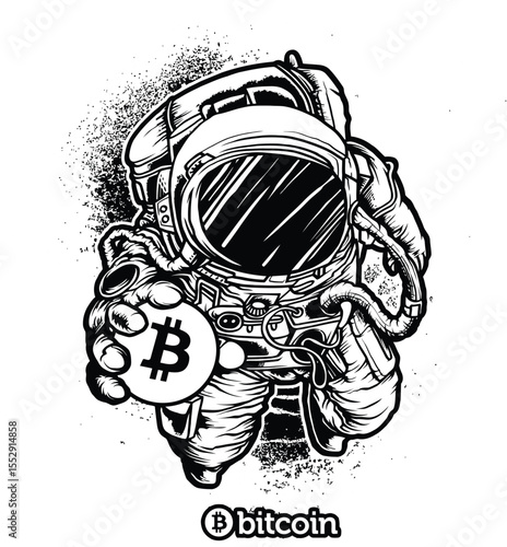 Photo of astronaut holding a bitcoin in space