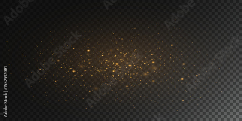 Christmas glitter glare.Golden stars shine with special light.Golden star flashes with glitter glare on transparent background.