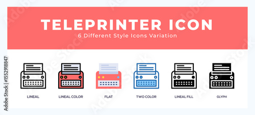 Teleprinter icon illustration vector with different styles