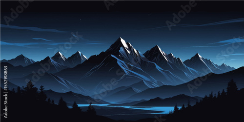 Sunrise over a snow-capped mountain landscape with clouds