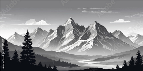 Snow-capped mountain peaks emerge from the morning mist, creating a breathtaking alpine landscape under a clear winter sky