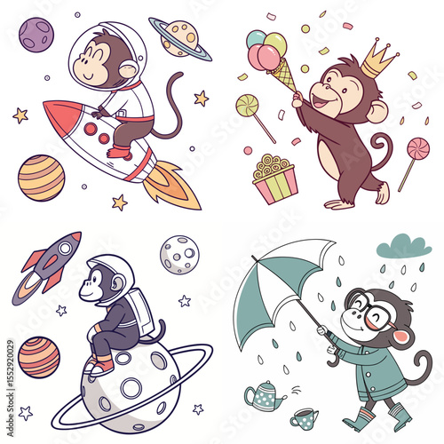 High-Quality chimpanzees Illustrations in Various Styles – SVG Bundle