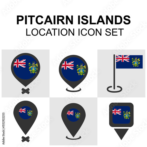 Location pins featuring the Pitcairn Islands flag. Great for remote island maps, travel apps, and educational projects.