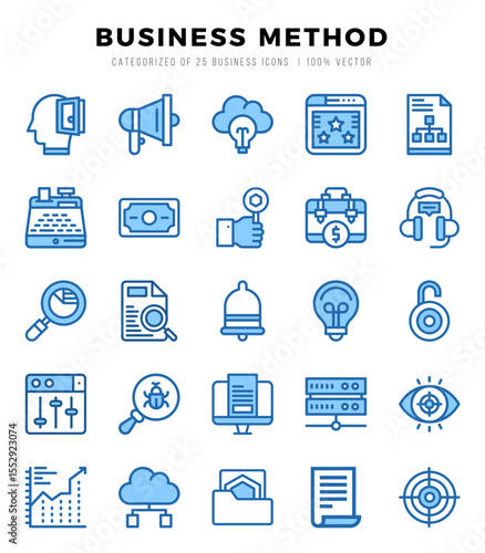 Business Method Two Color icons collection. Two Color icons pack. Vector illustration