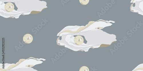 Beautiful pearl shell seamless pattern background.