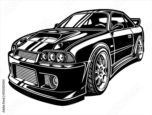 Drift Car Silhouette, Sport Car Outline Graphic