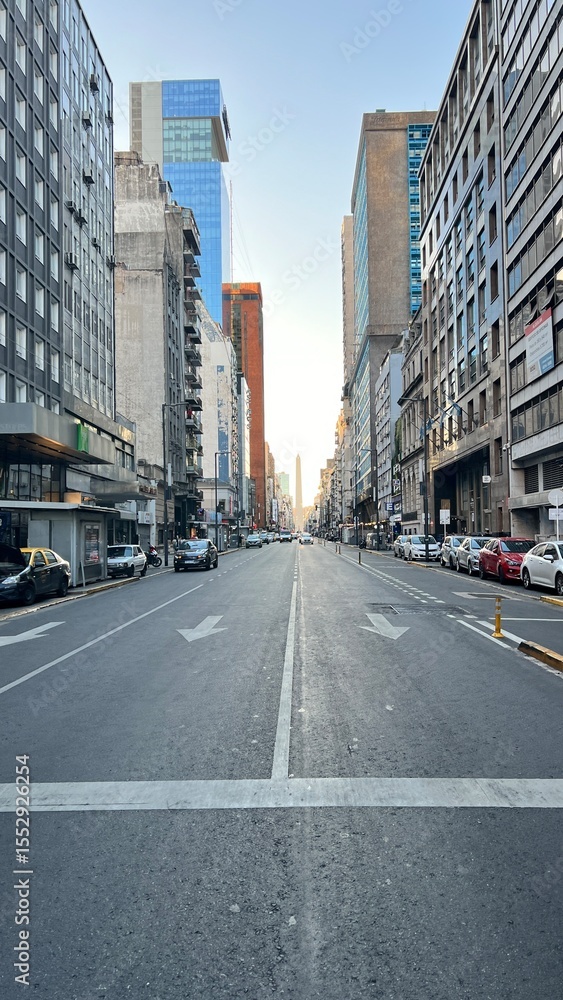 Obraz premium Obelisco, Avenida Corrientes, Buenos Aires, Argentina