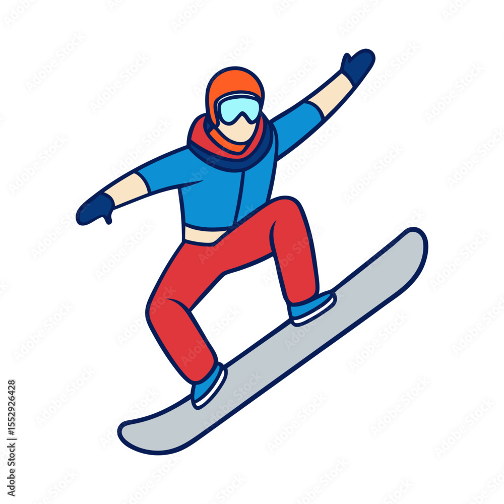 Obraz premium Flat snowboarder performing icon vector illustration design