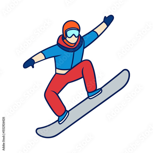 Flat  snowboarder performing  icon vector illustration design
