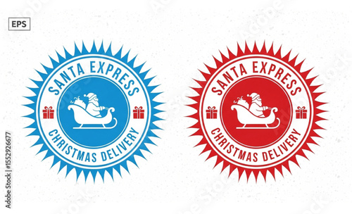Santa Express Christmas Delivery stamp in blue and red