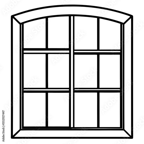 Outline of a Window with Arched Top and Eight Panes