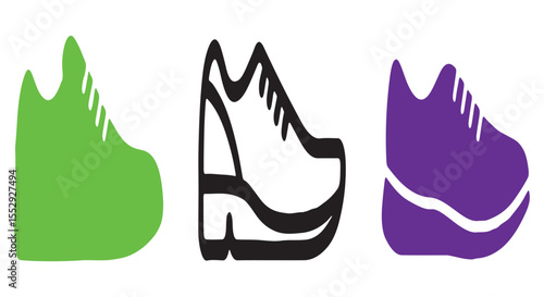 Stylized icons of a chunky platform sneaker. Includes silhouette and outline versions.